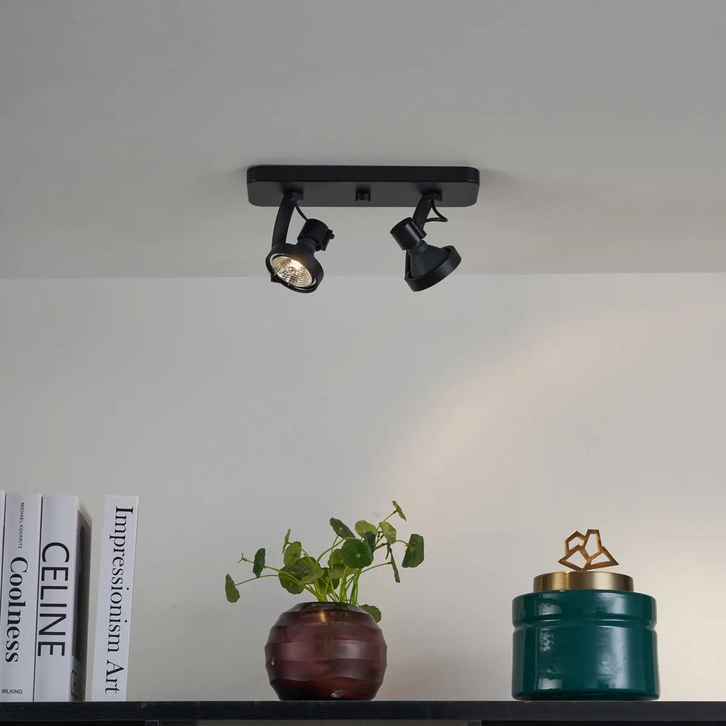 Foco de teto de design preto GU10 70mm 2-luzes ajustável - Vo