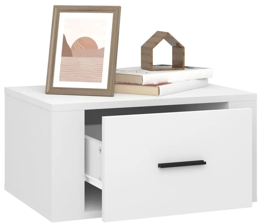 Mesas de cabeceira de parede 2 pcs 50x36x25 cm branco