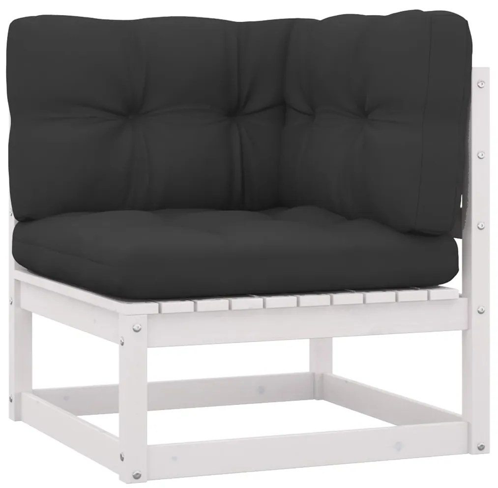 3 pcs conjunto lounge de jardim c/ almofadões pinho maciço