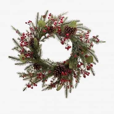 Coroa Decorativa De Natal Kinley Ø65 Cm Em Rattan Com Pinhas Erva Verde - Sklum