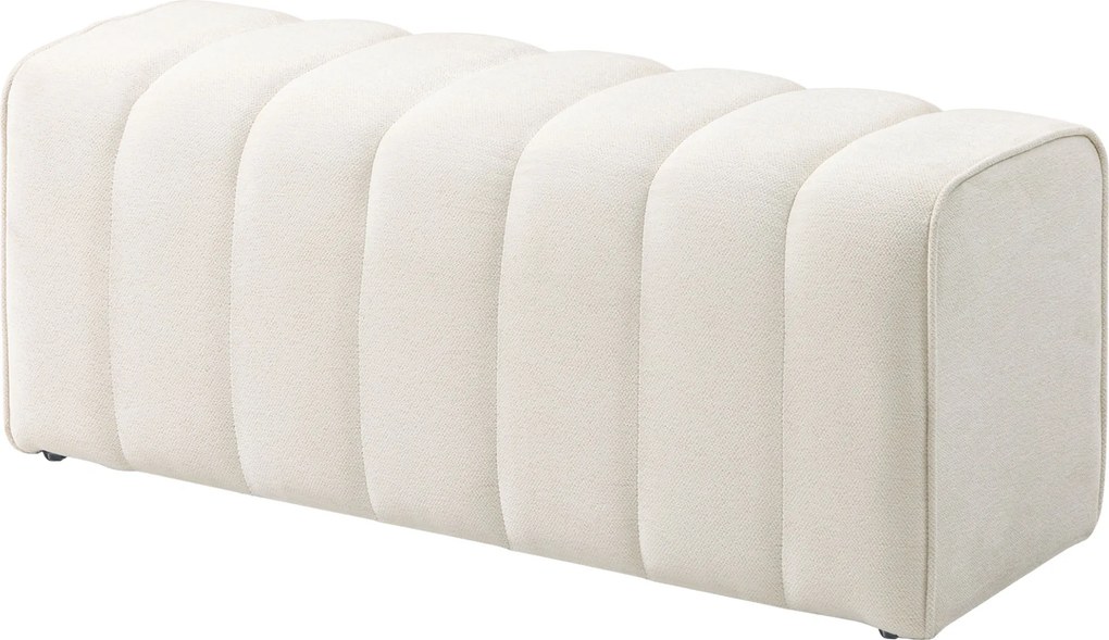 Banco de cabeceira, banco estofado, estilo moderno, otomano em tecido com aspeto de linho, 110 x 40 x 44 cm, creme