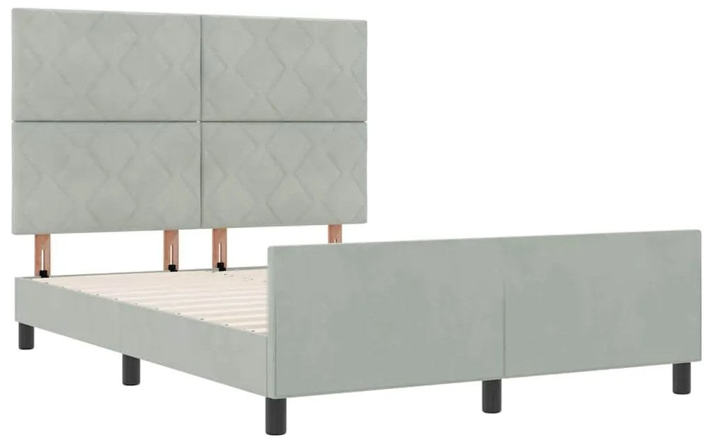 Cama vidaXL Cinza Claro 160x200 cm Veludo