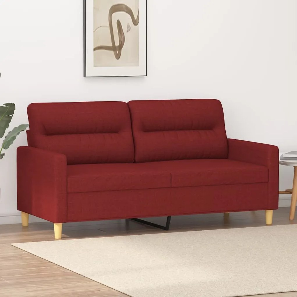 vidaXL Sofá de 2 lugares tecido 140 cm vermelho tinto