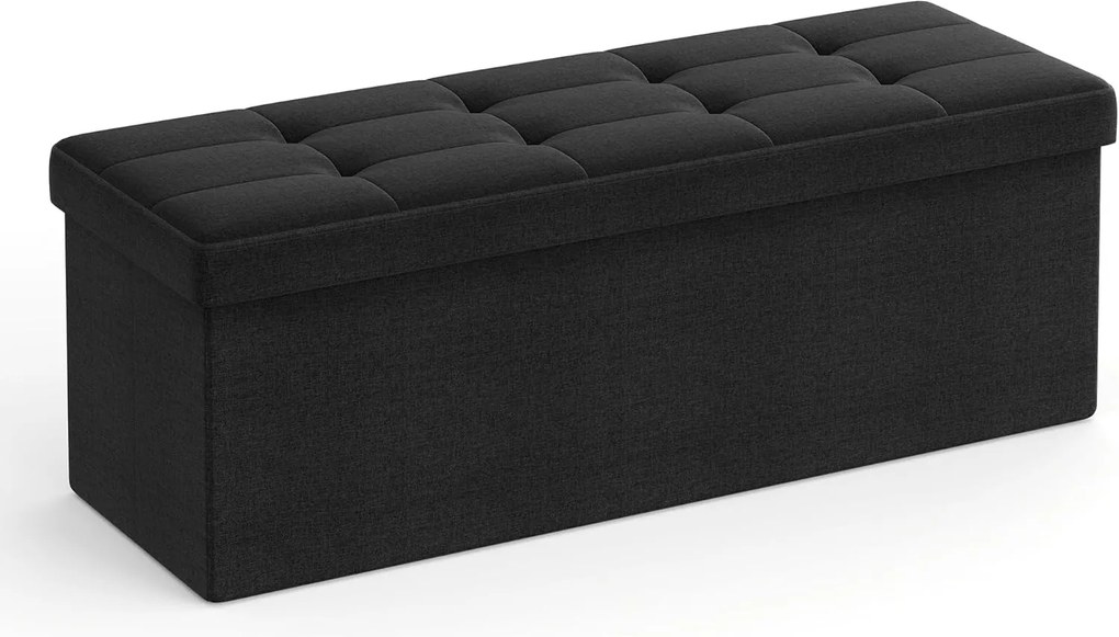 Banco com espaço de armazenamento dobrável | SONGMICS | 110 x 38 x 38 cm | preto | LSF077B01V2.