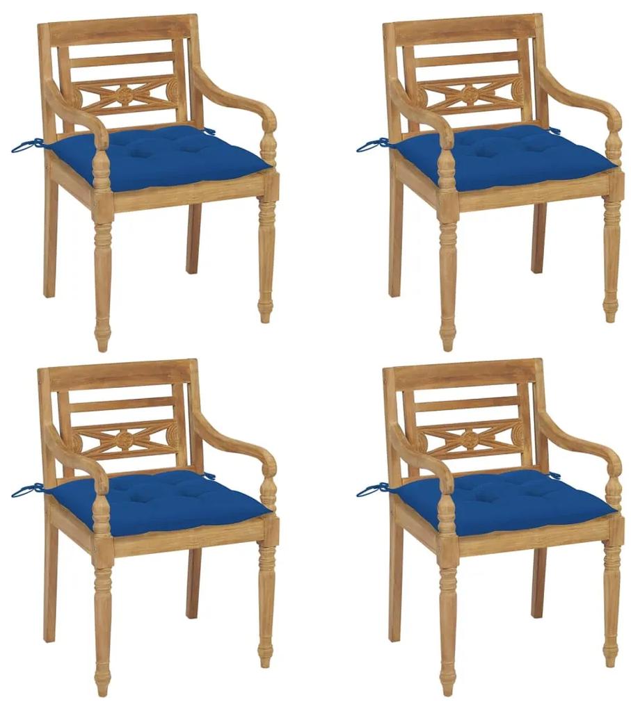 Cadeiras Batávia com almofadões 4 pcs madeira de teca maciça
