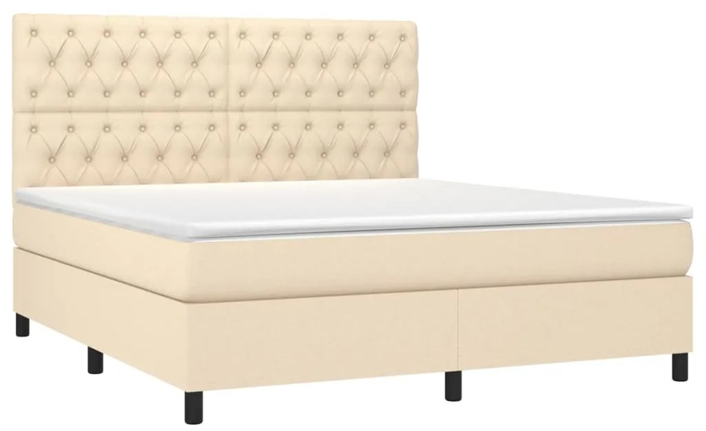 Cama com molas/colchão 160x200 cm tecido cor creme