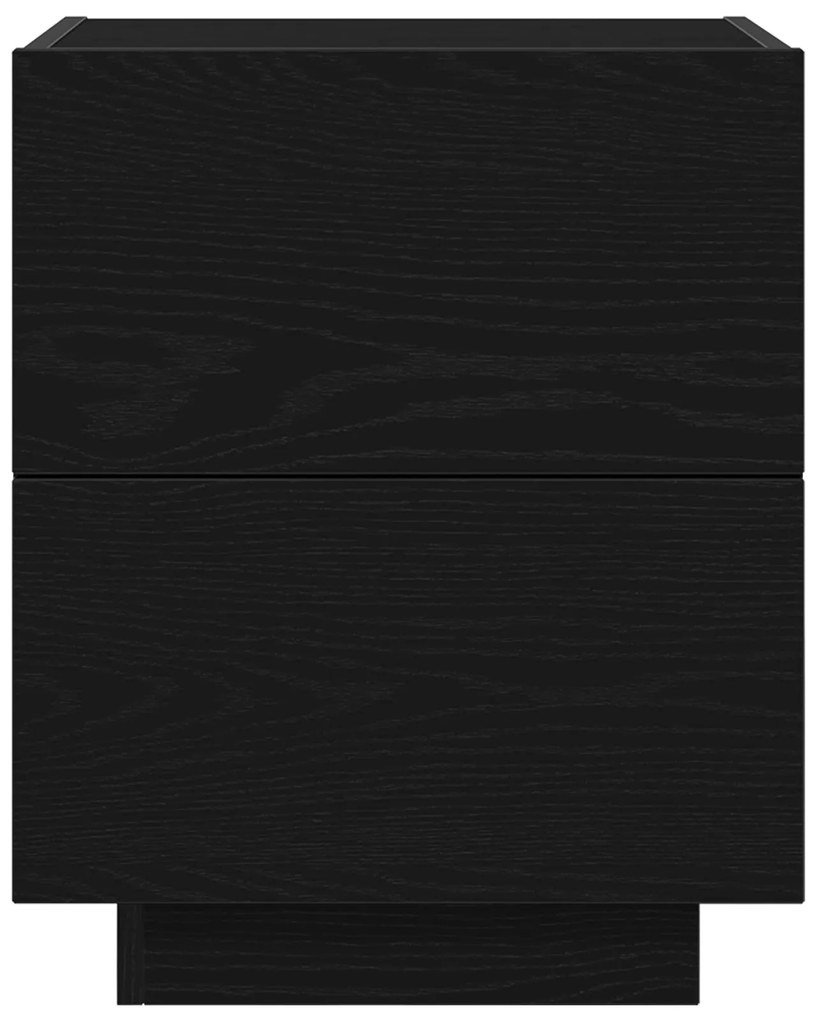 Cômodas de Cabeceira com Luzes LED 2 pcs Carvalho Preto 45x40x55 cm