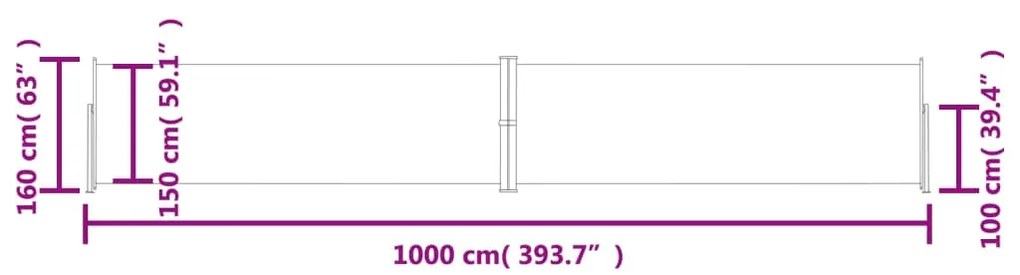 Toldo lateral retrátil 160x1000 cm azul