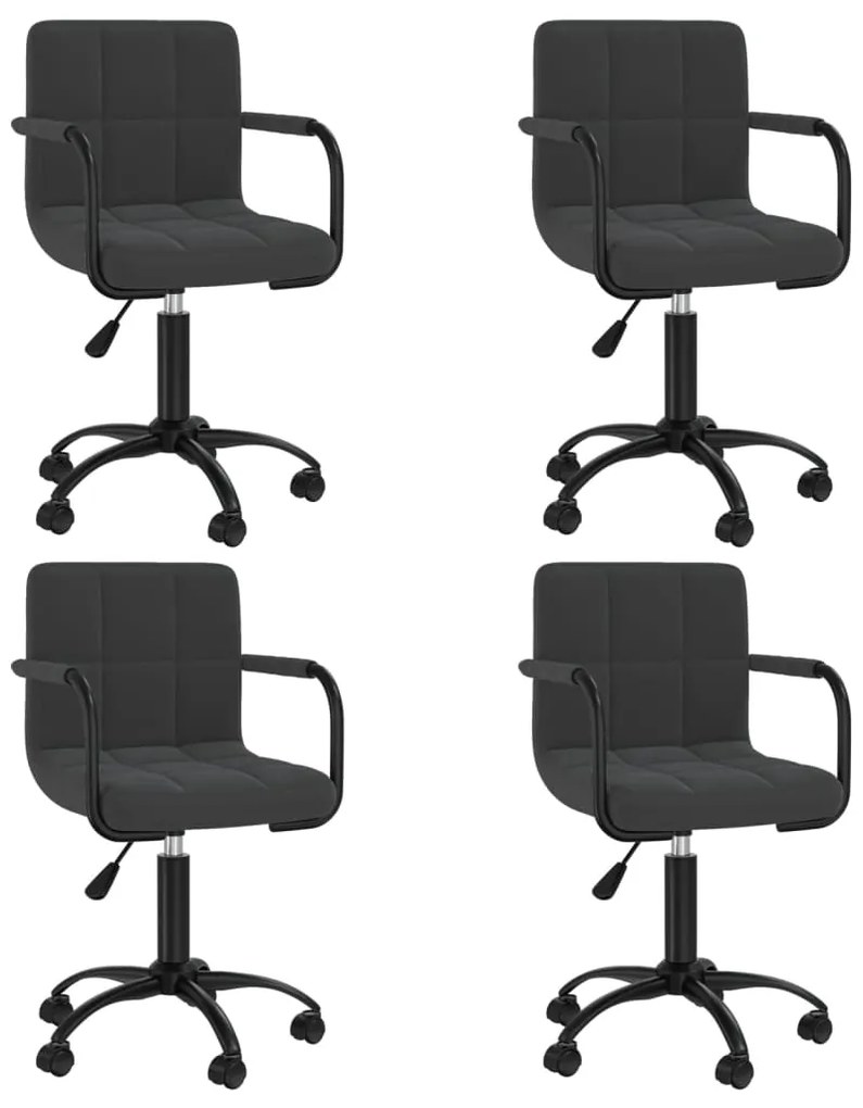 Cadeiras de jantar giratórias 4 pcs veludo preto