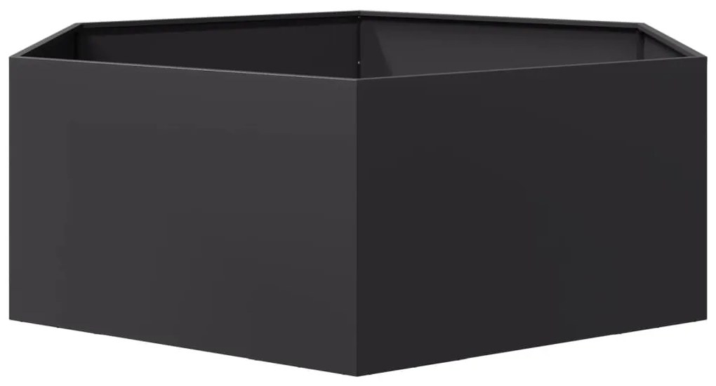 Vaso/floreira de jardim hexagonal 138x120x45 cm aço preto