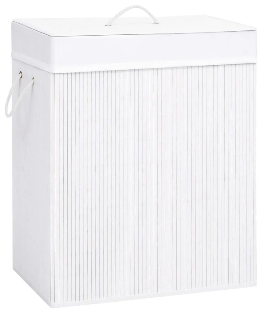 320744 vidaXL Cesto para roupa suja c/ 2 secções 100 L bambu branco
