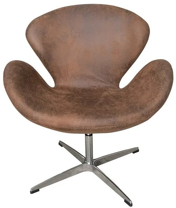 Poltrona WESLEY – 73x68x76 cm – Pele Sintética Vintage com Base Girató