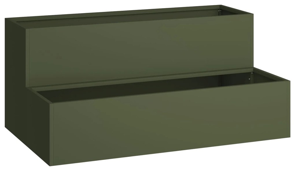 Plantadeira 2-Andares 100x60x45 cm Verde-Azeitado Aço