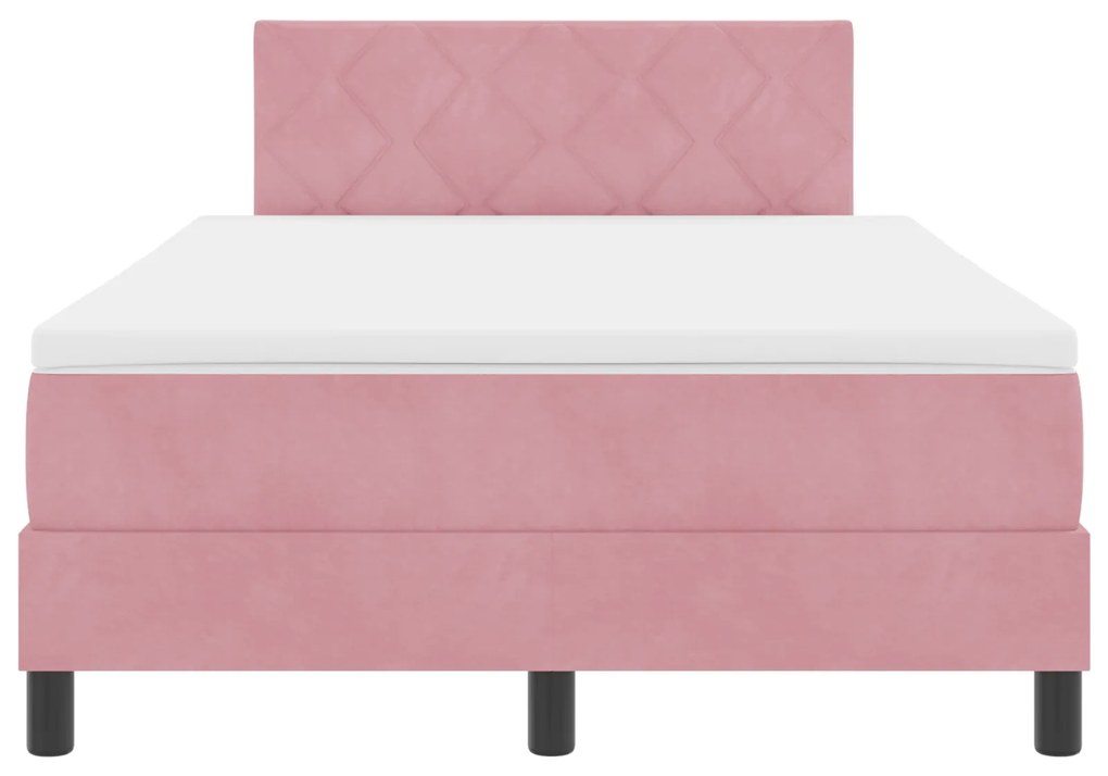 Cama Box com Colchão vidaXL Rosa 120x200 cm Veludo