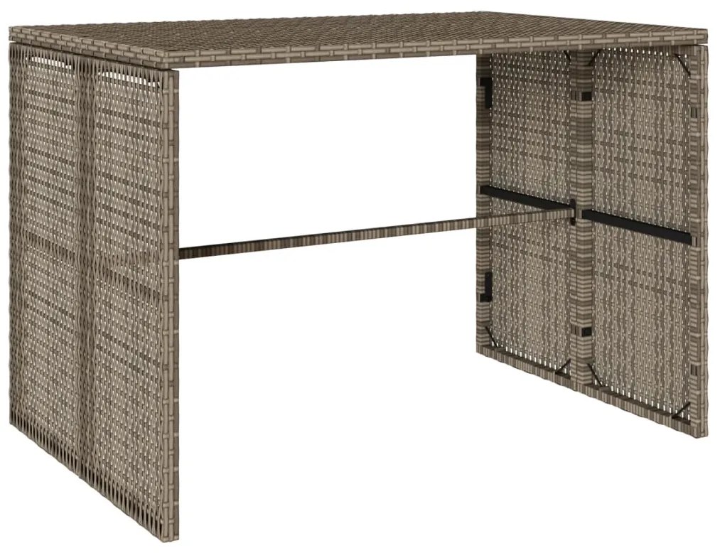 3 pcs conjunto de jantar p/ jardim c/ almofadões vime PE cinza