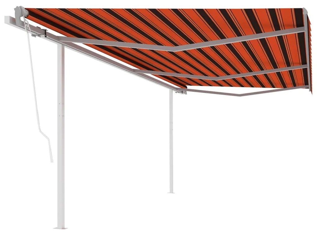 Toldo retrátil automático com postes 6x3,5 m laranja e castanho