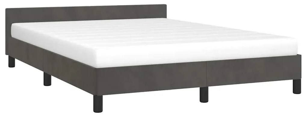 Estrutura de cama sem colchão 140x200 cm veludo cinzento-escuro