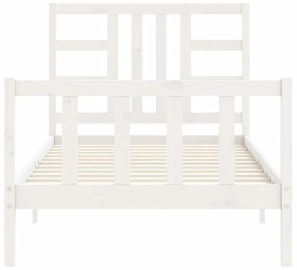 Estrutura de cama com cabeceira 100x200cm madeira maciça branco