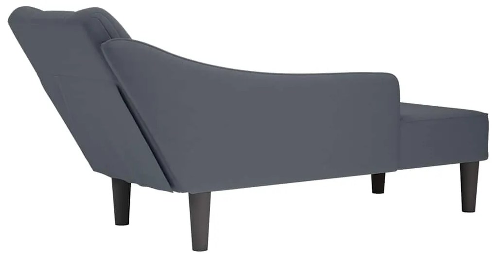 Chaise Lounge com apoio de braço direito veludo cinzento escuro