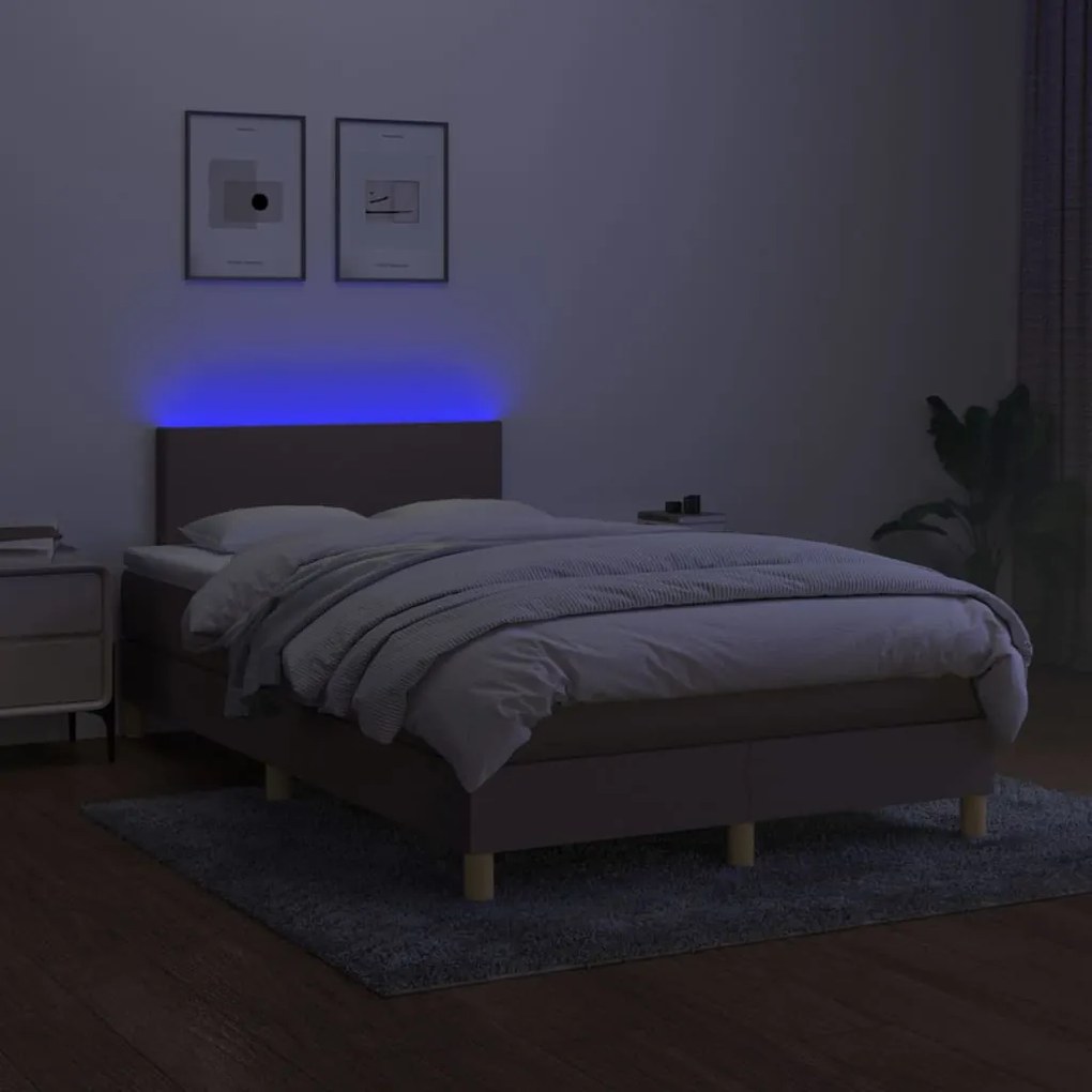 Cama box spring colchão/LED 120x200cm tecido cinza-acastanhado