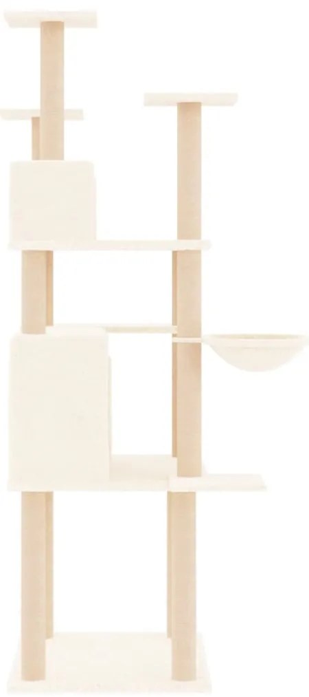 Árvore para gatos c/ postes arranhadores sisal 166 cm cor creme