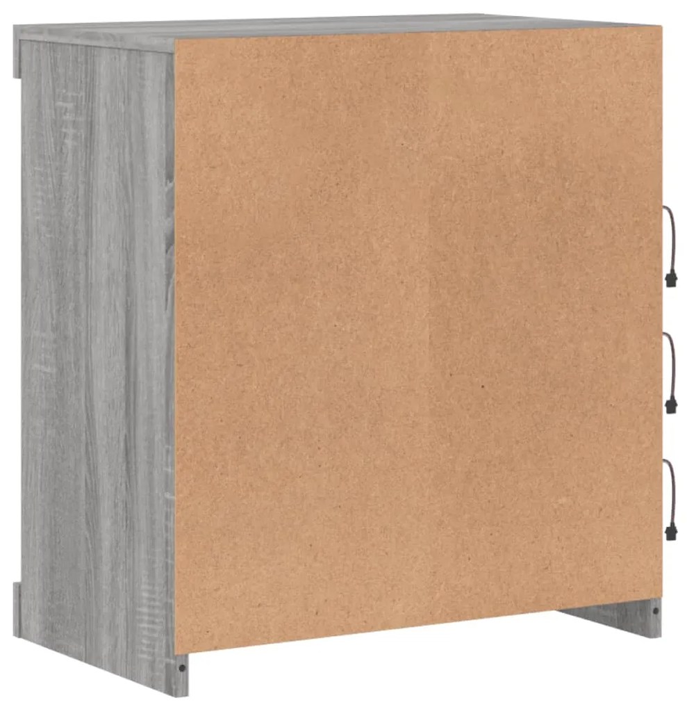 Aparador com luzes LED 60,5x37x67 cm cinzento sonoma