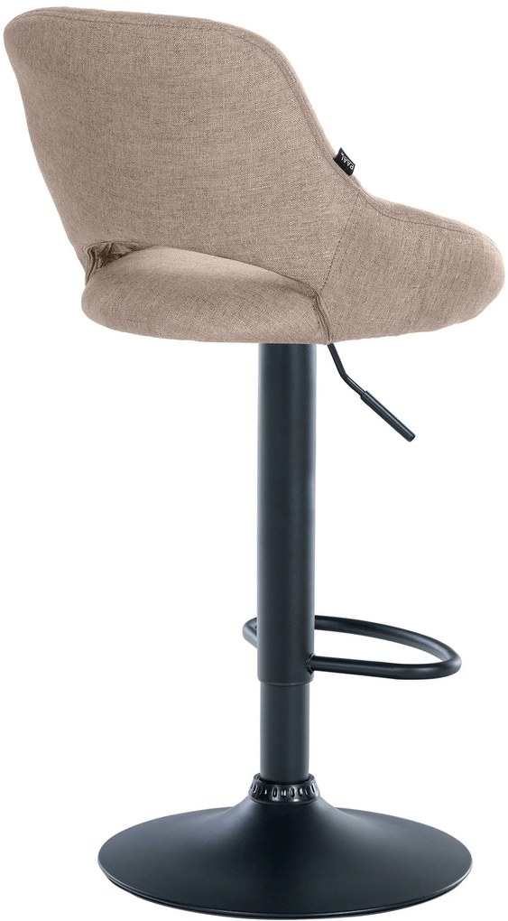 Banco de bar Milet em tecido e com estrutura preta 46,5 x 85-105,5 x 48 cm Castanho acinzentado