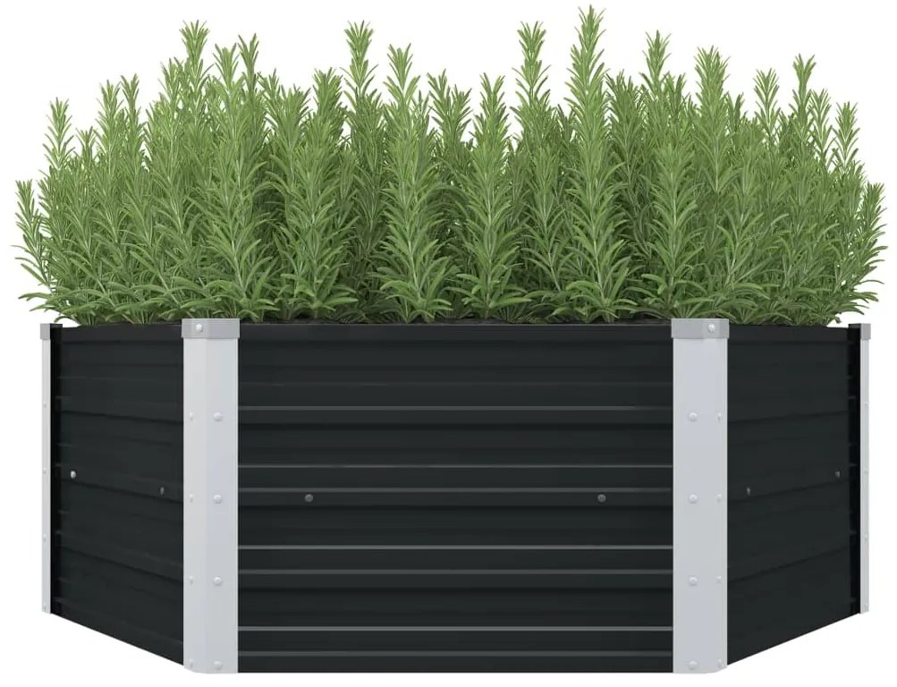 Canteiro jardim elevado 129x129x45 cm aço galvanizado antracite