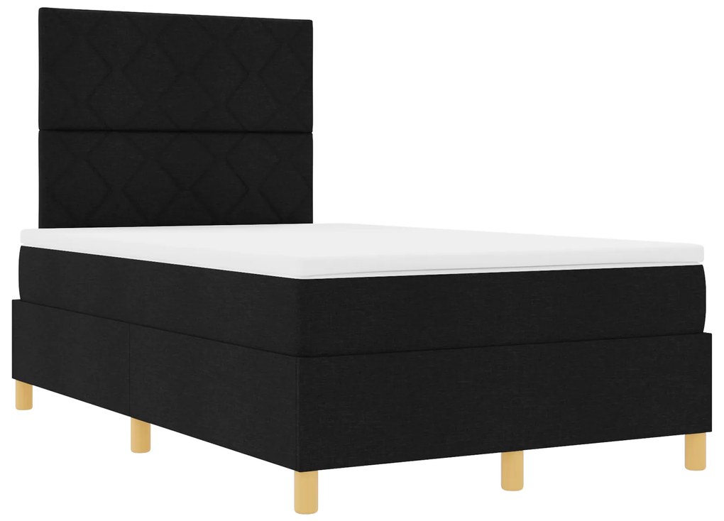 Cama Box Spring com Colchão e LED Preto 120x200 cm Tecido