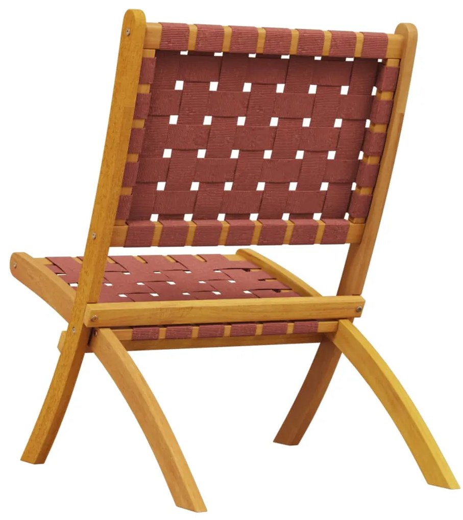 Cadeiras de jardim dobráveis 2pcs acácia maciça/tecido vermelho