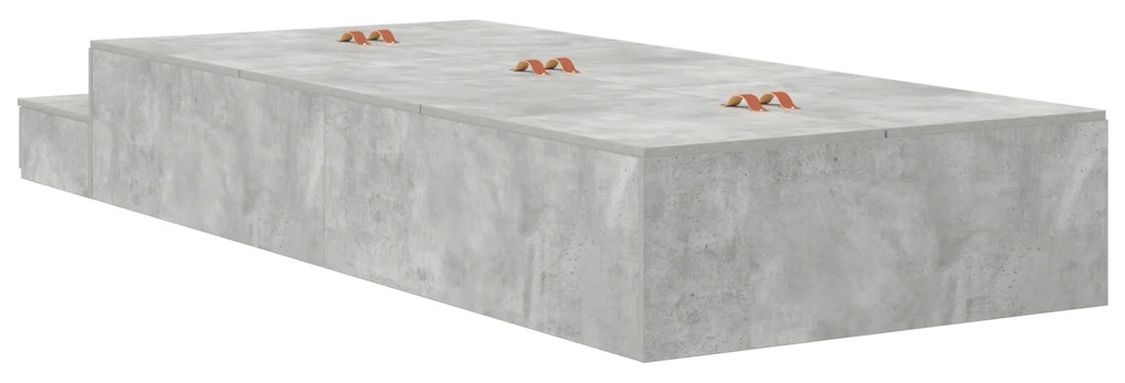 Cama com Arrumação Cinza Concreto 100x200 cm