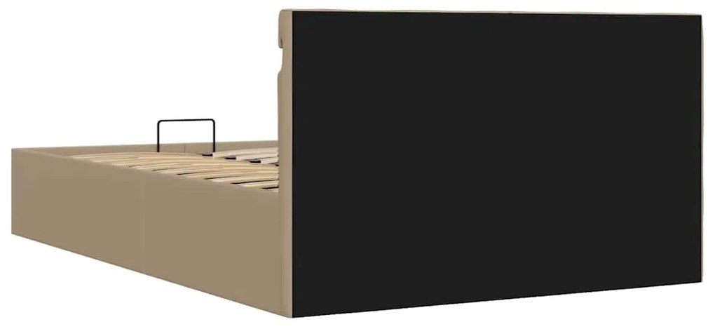 Cama hidrául. arrumação e LED 120x200cm couro artif. cappuccino