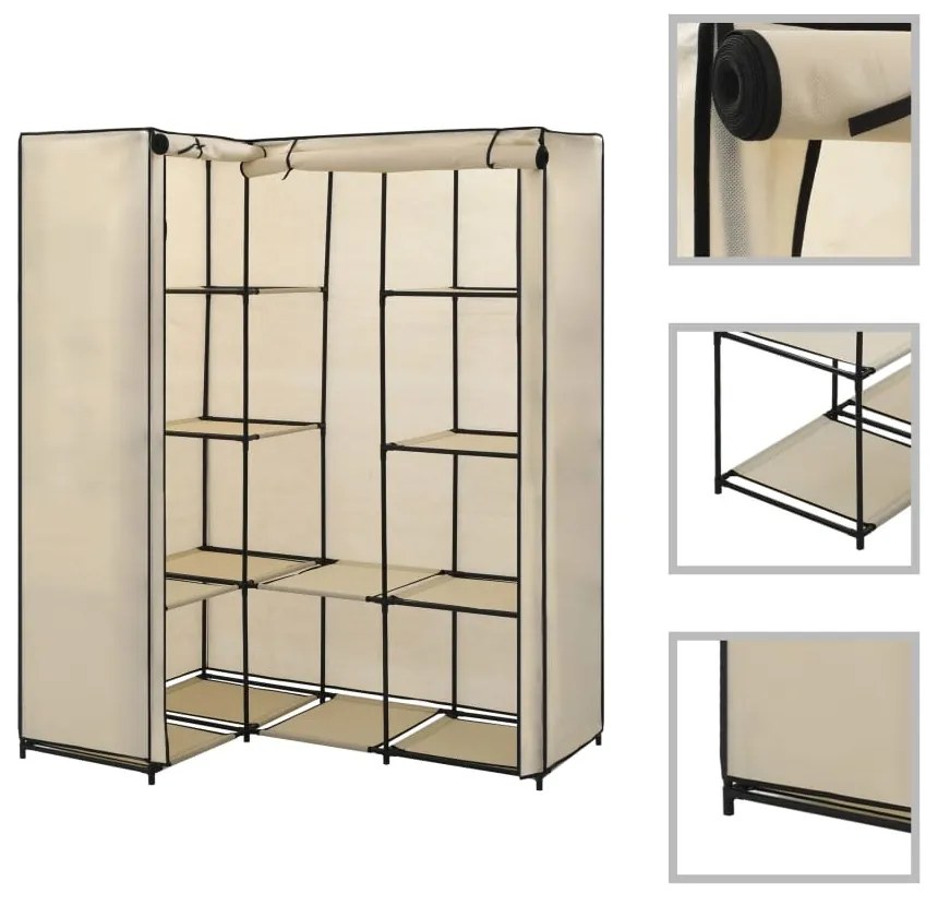 282451 vidaXL Roupeiro de canto 130x87x169 cm creme