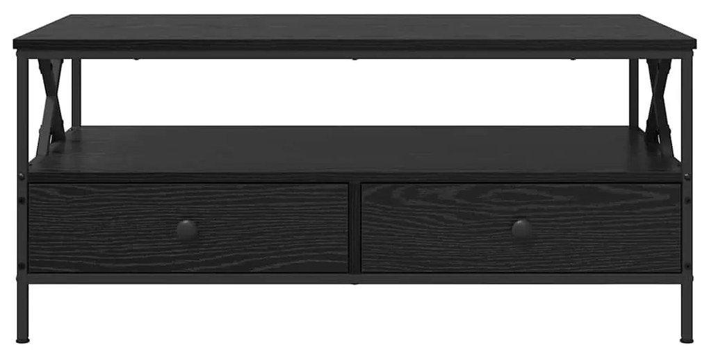 Mesa de centro com gaveta com prateleira Carvalho preto 100 x 51 x 45