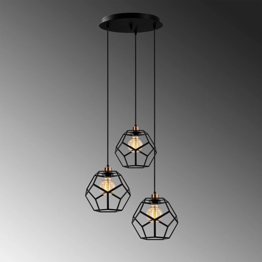 Candeeiro de Teto Degirmen – Preto e Bronze – 50 cm de Diâmetro
