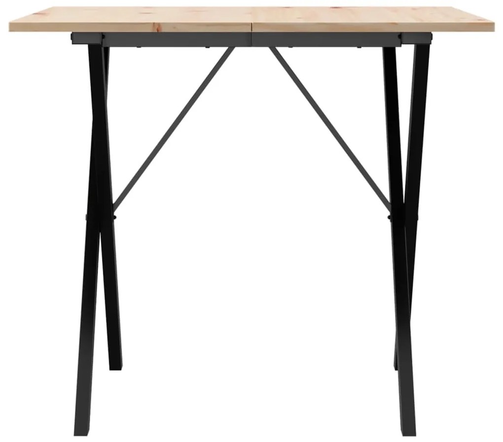 Mesa de jantar estrutura em X 80x80x75 cm pinho e aço