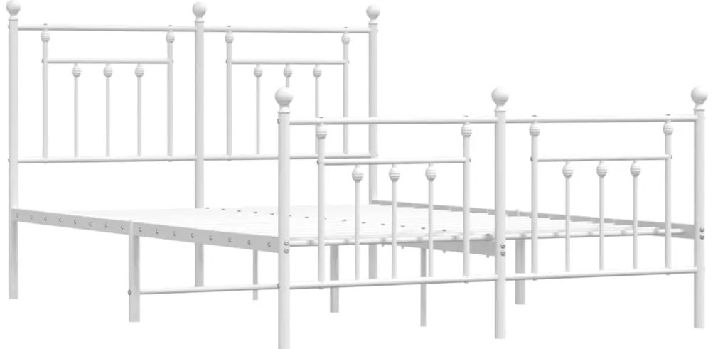 Estrutura de cama com cabeceira e pés 140x190 cm metal branco