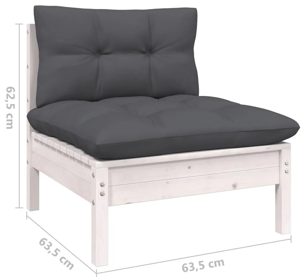 9 pcs conjunto lounge de jardim c/ almofadões pinho branco