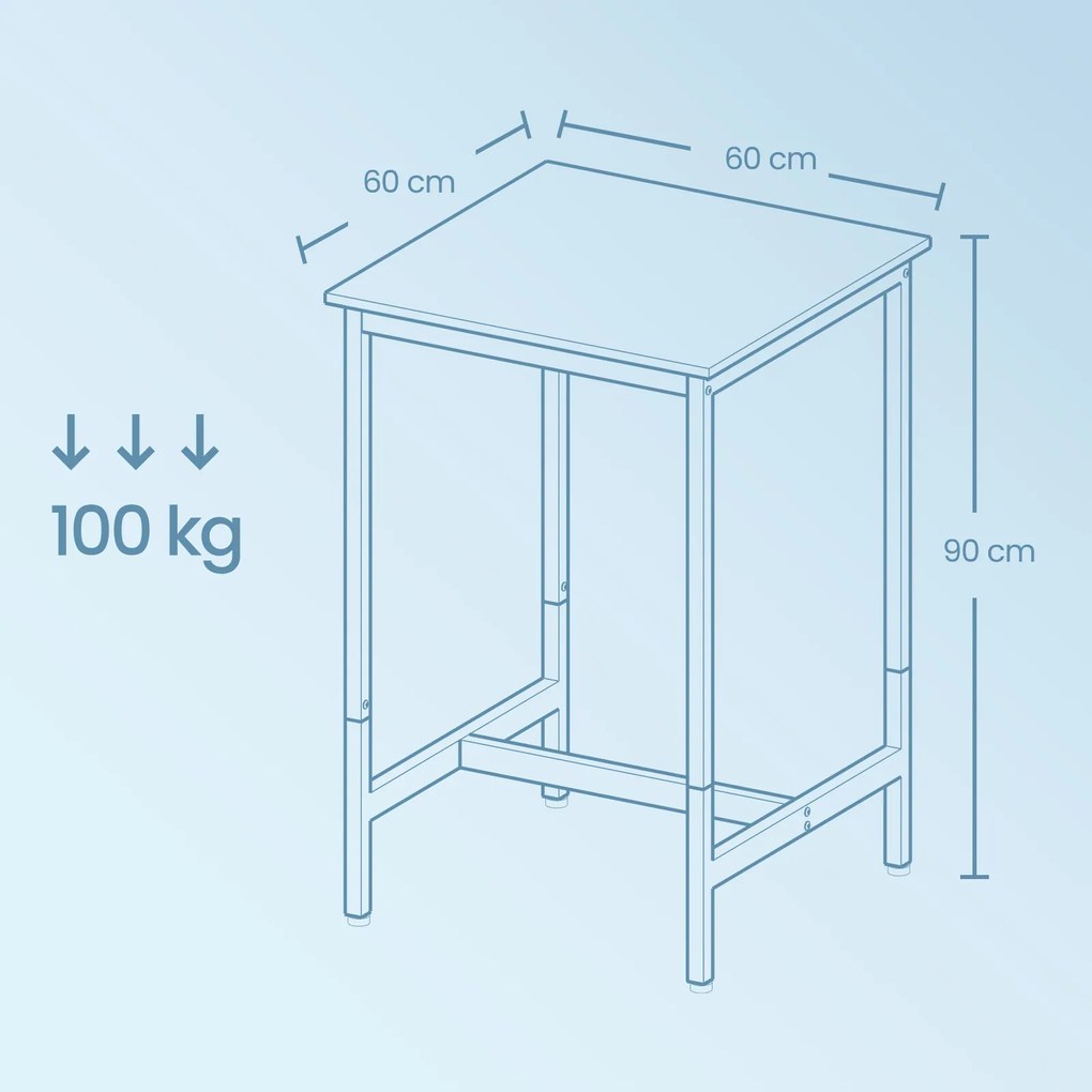 Mesa de bar, mesa de cozinha, mesa alta (BANCOS NÃO INCLUIDOS) 60 x 60 x 92 cm Greige + Preto