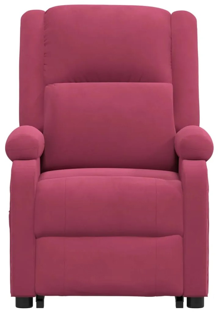 Poltrona elevatória de massagens veludo vermelho tinto