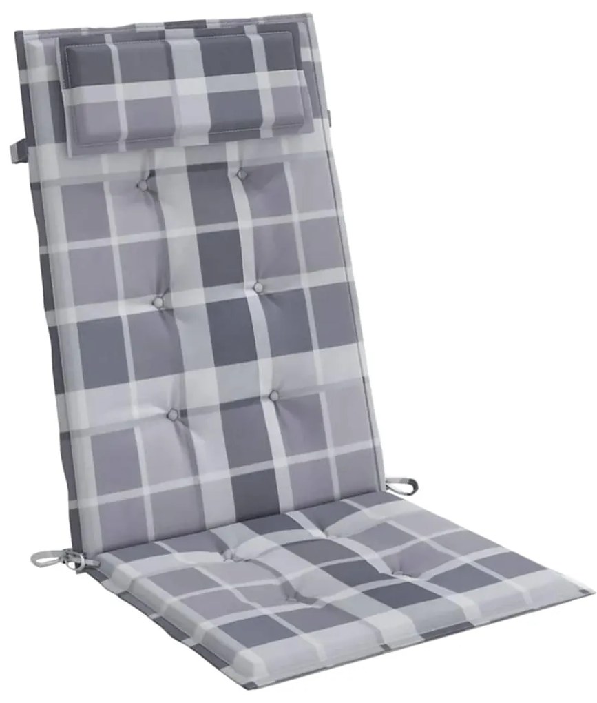 Almofadões cadeira encosto alto 4pcs tecido oxford xadrez cinza