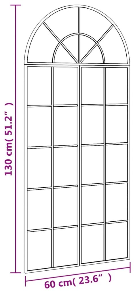 Espelho de parede arqueado 60x130 cm ferro preto