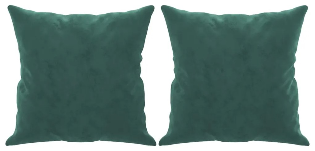 Sofá 3 lug. c/ almofadas decorativas 180 cm veludo verde-escuro