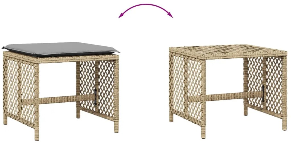 Bancos jardim almofadões 4 pcs 41x41x36 cm vime PE mistura bege