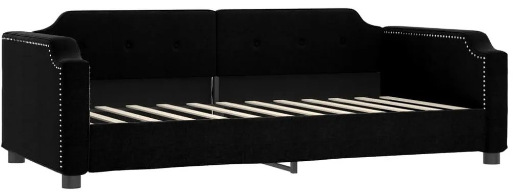 Sofá-cama com gavetão e gavetas 90x190 cm tecido preto