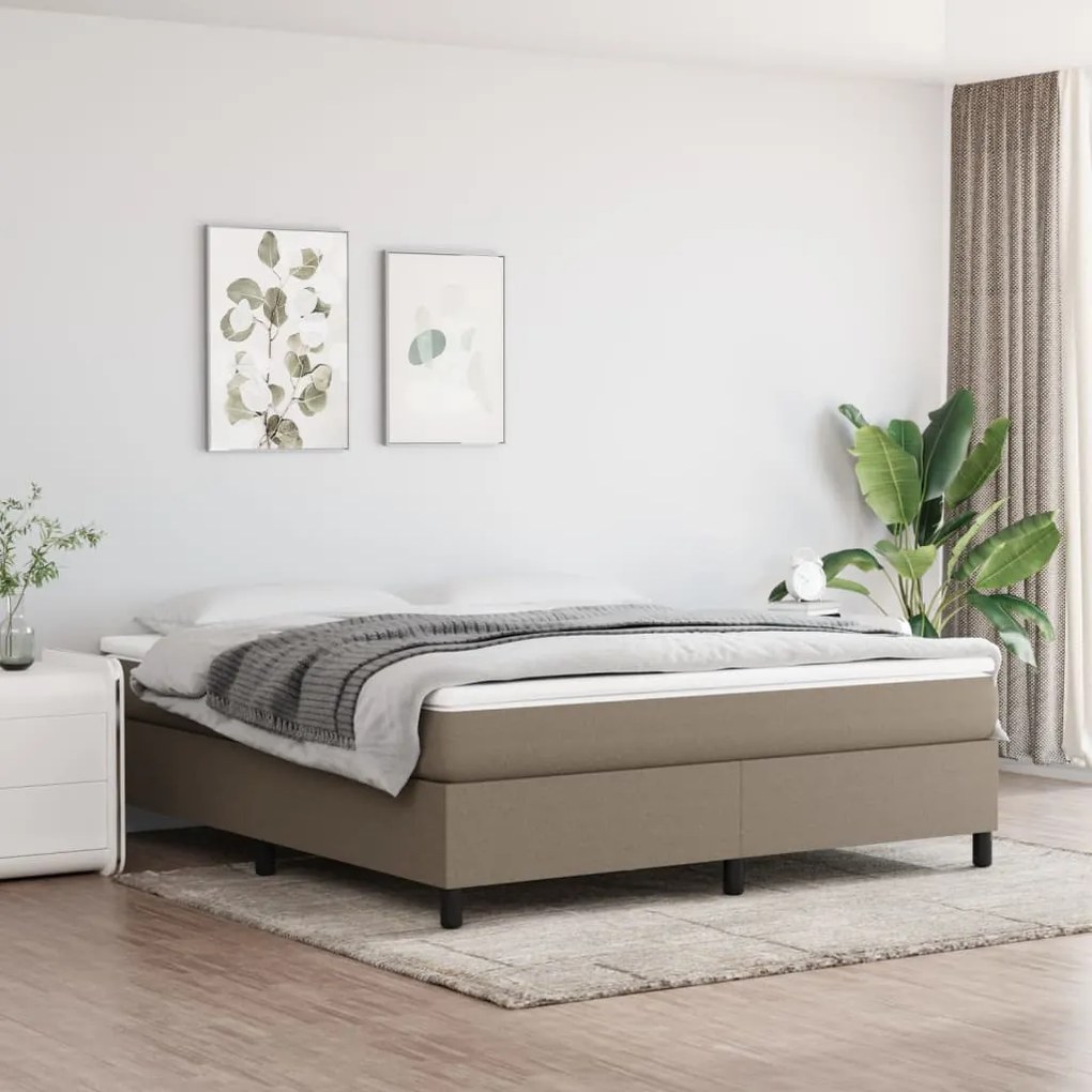 vidaXL Estrutura de cama com molas 180x200 cm tecido castanho-acinzentado