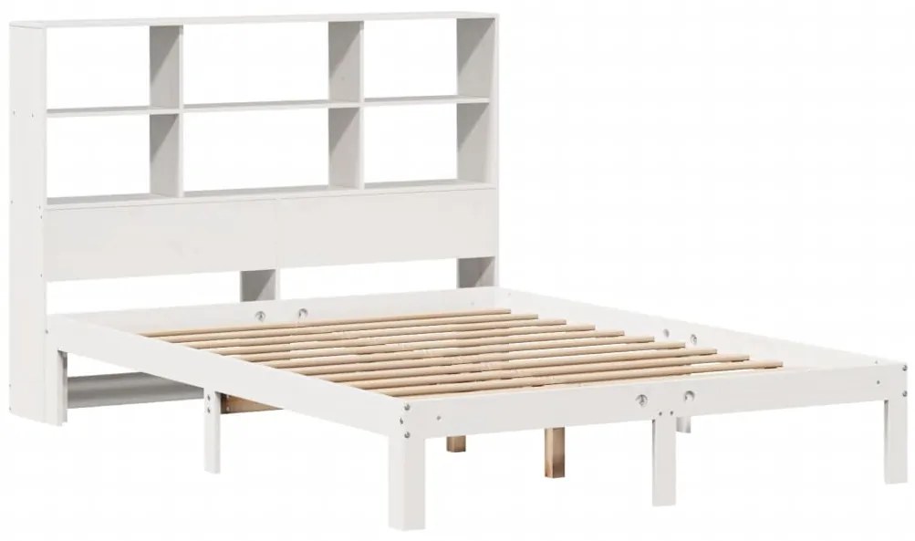 Cama com estante sem colchão 120x190 cm pinho maciço branco
