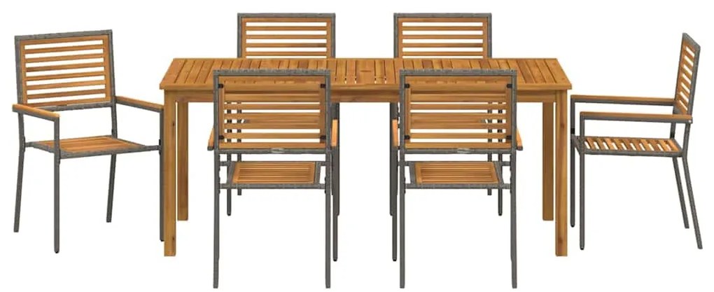 Conjunto de Jantar de Jardim 7 pcs Cinzeto 180 x 90 x 75 cm