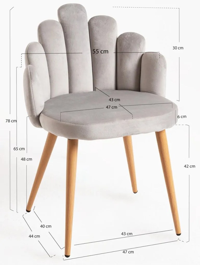 Cadeira Hand Veludo - Cinza