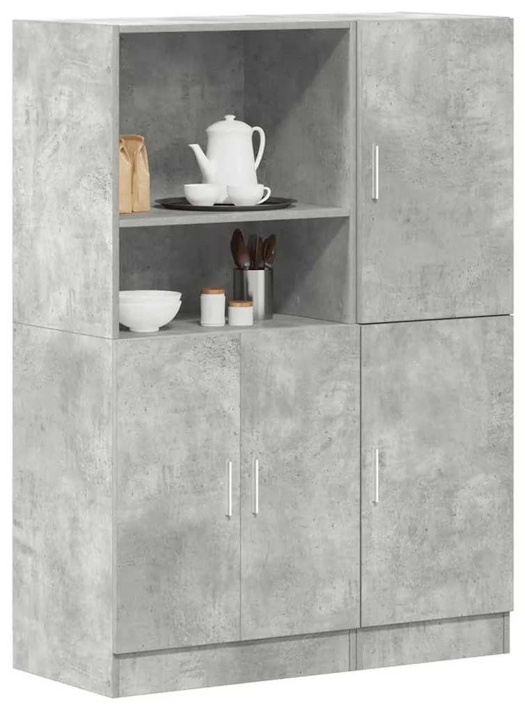 2 pcs armário de cozinha conjunto deriv. madeira cinza cimento